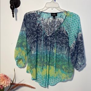 🍀3/$12🍀ByBy sheer vibrant top, 3/4 sleeve, small
